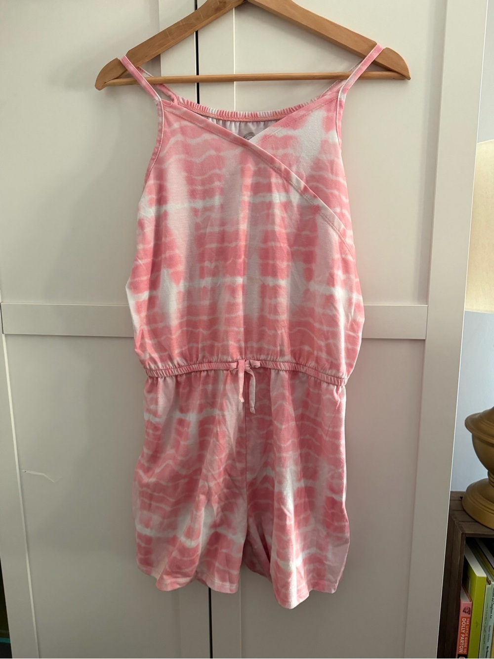 wonder nation Pink Tie-Dye Romper with Drawstring